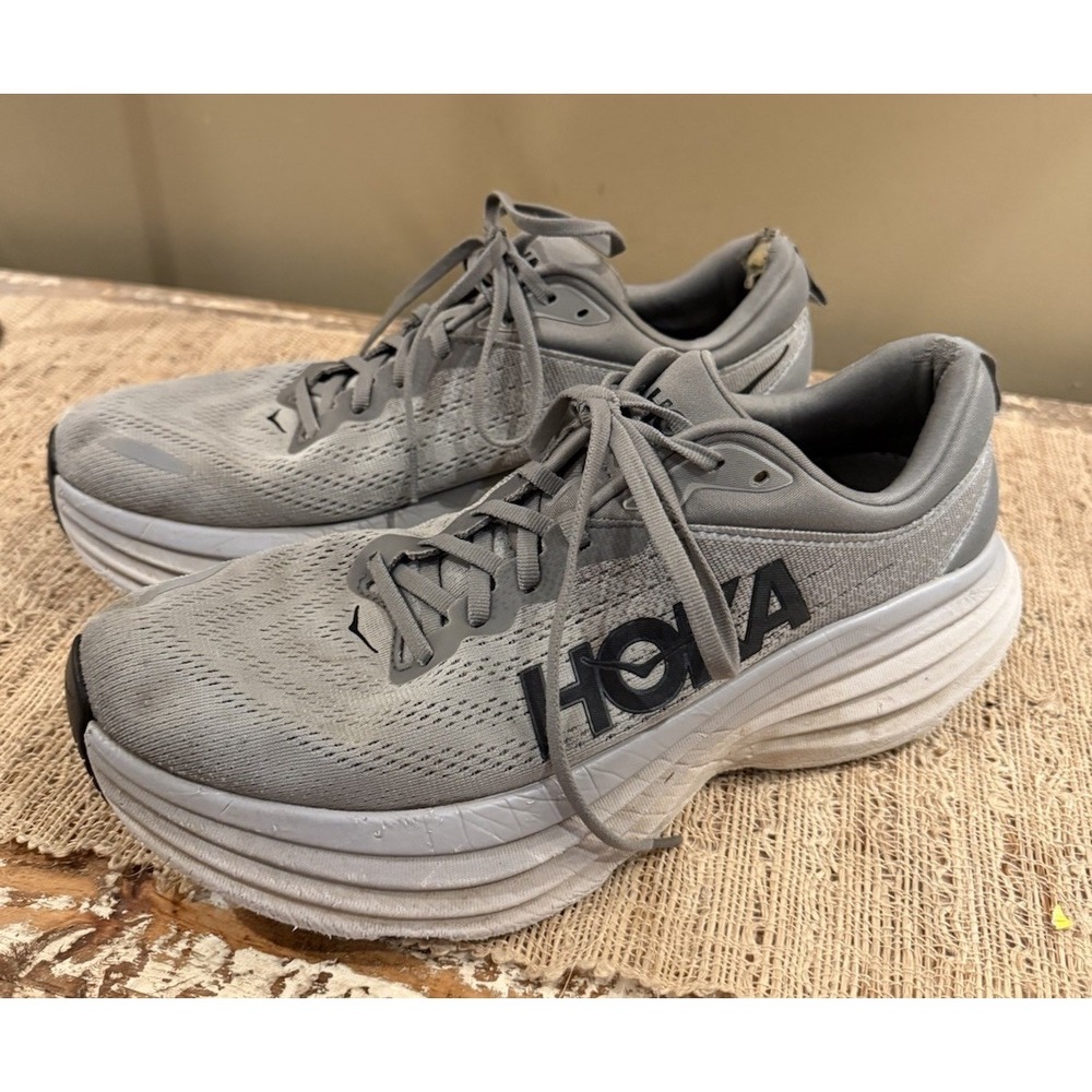 Hoka One One Bondi 8 Men's Sharkskin/Harbor Mist Running Shoes Sneakers Size 11D
